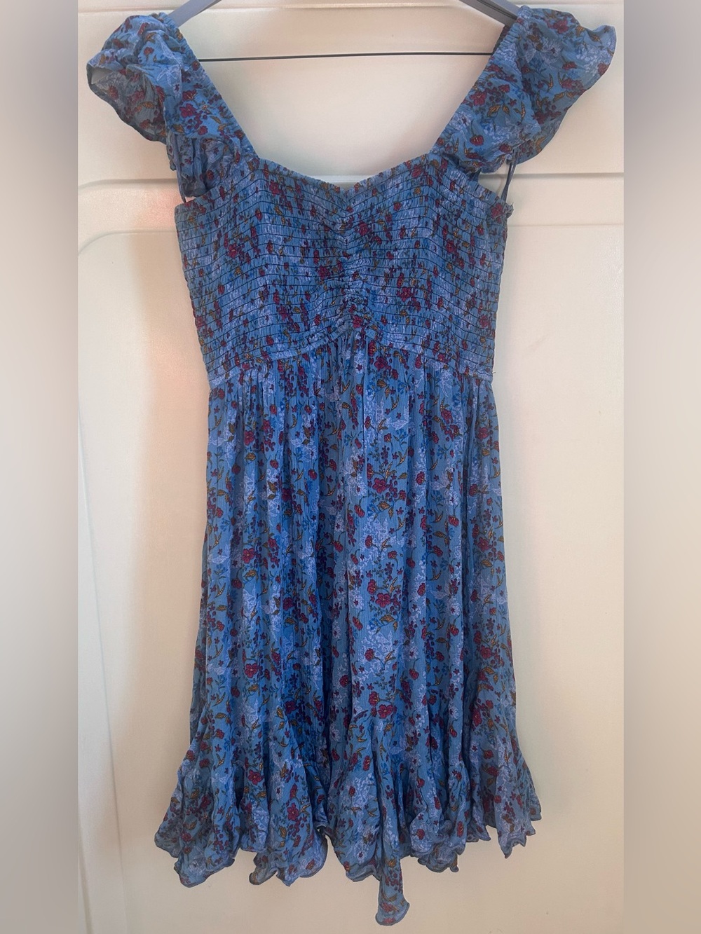 Rock & Roll Denim Blue Floral Smocked Dress